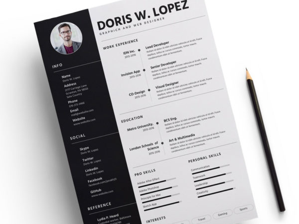 Free Creative Sketch Resume Template for Job Seeker