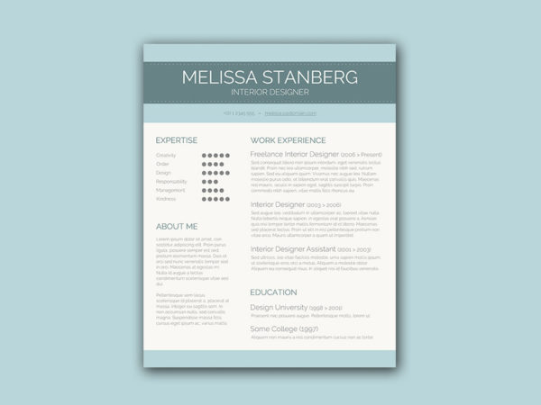 Free Resume Template for Interior Designer