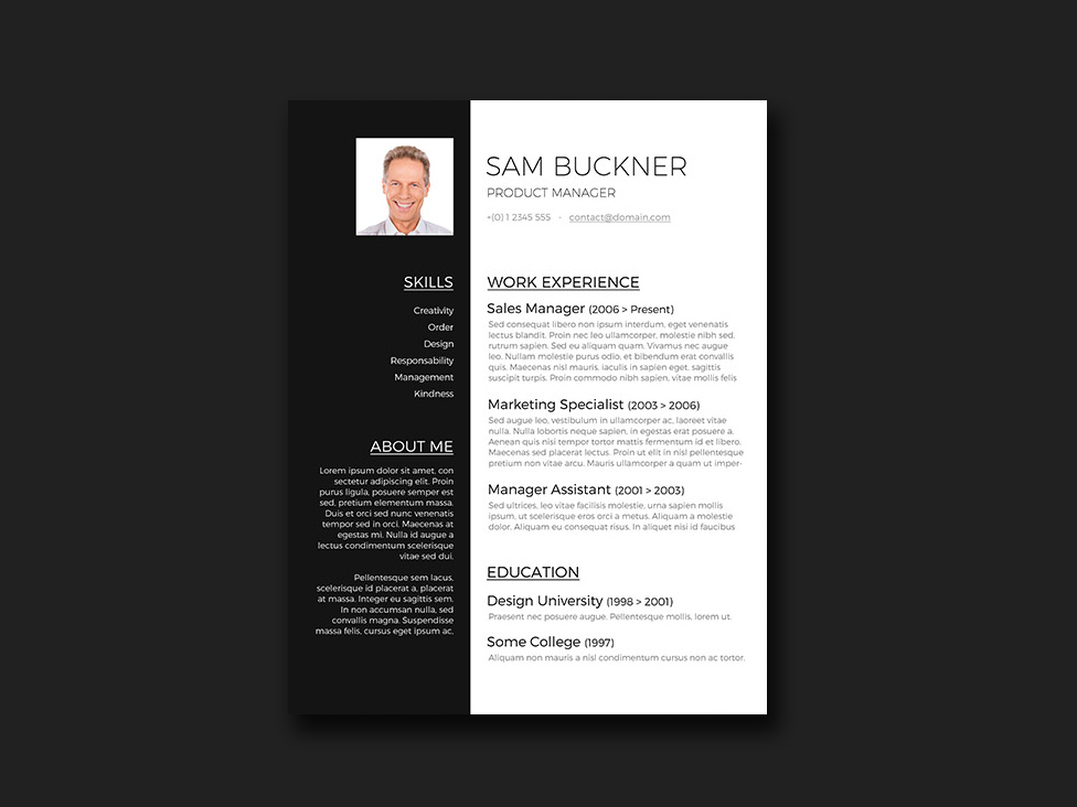 elegant black and white resume