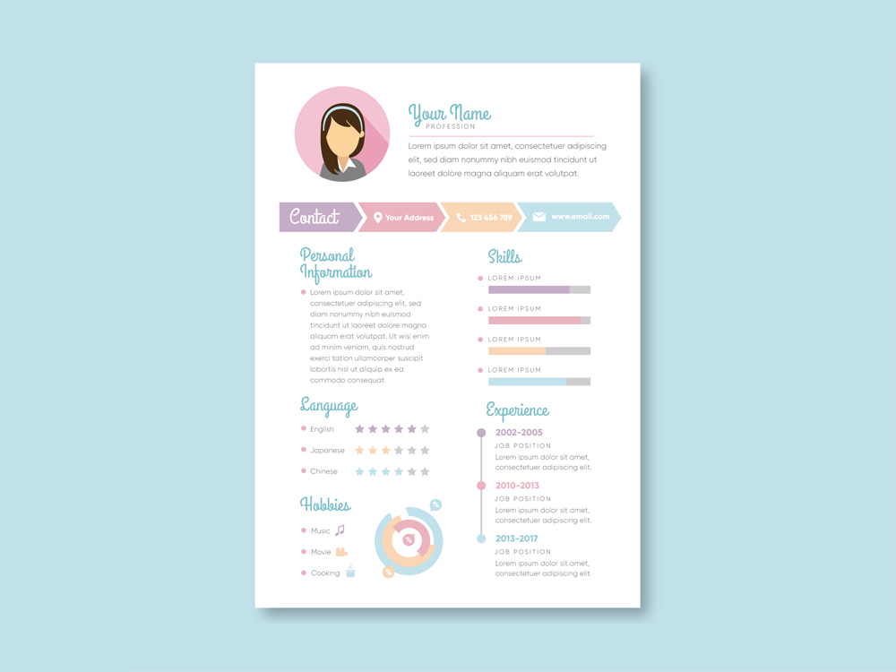 free vector resume template with feminine design