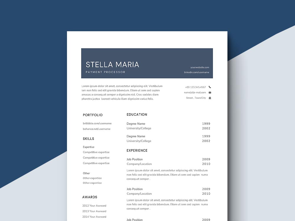 Free Payment Processor Resume Template