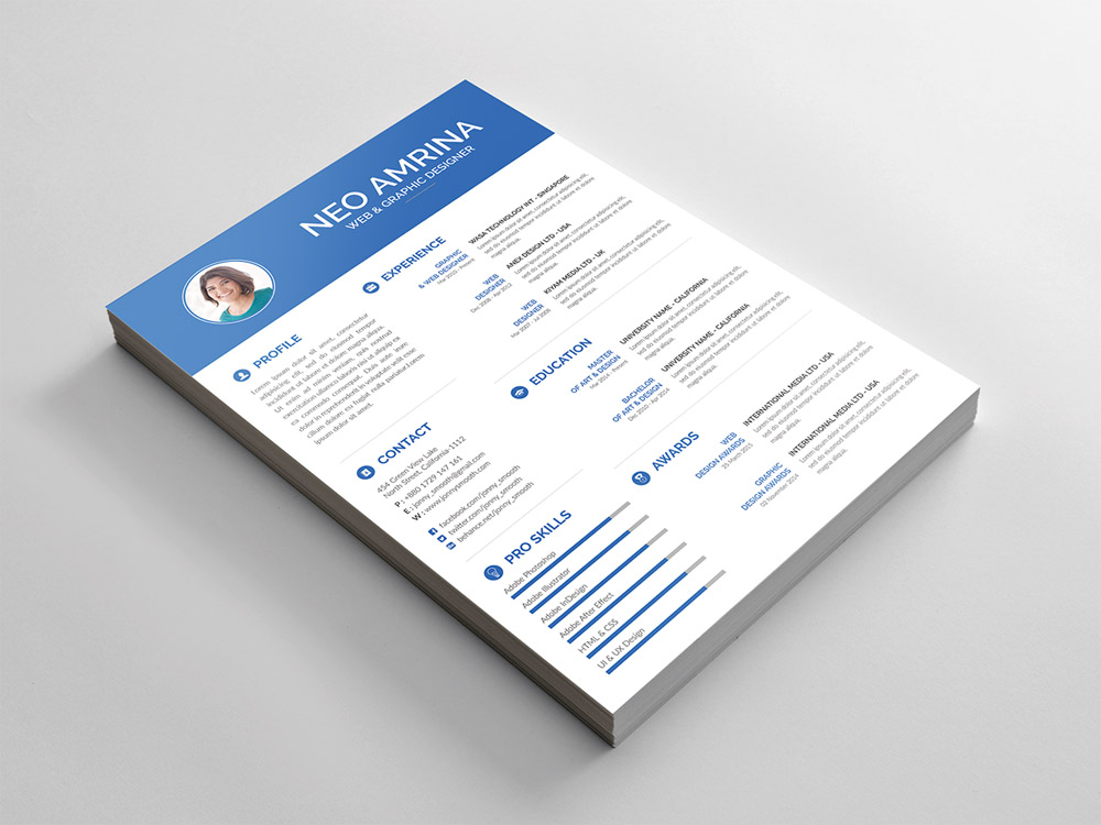 Free Simple PSD Resume Template for Designer