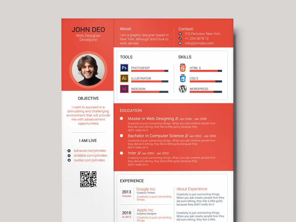 Free Colorful Material Resume Template with Cover Letter and Portfolio