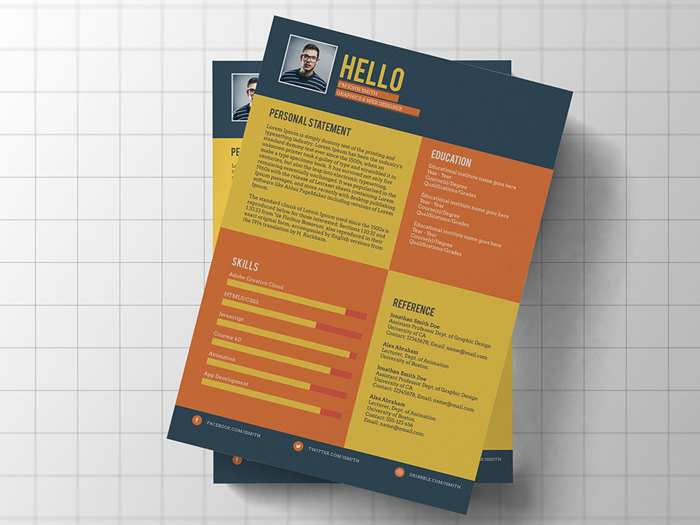 Free Flat Colorful Resume Template for Job Seeker