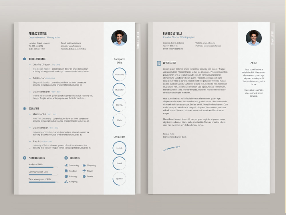Free Four Pages Resume Template with Minimal Design