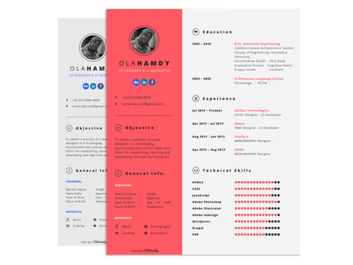 Free Interactive Resume Template With Clean Design