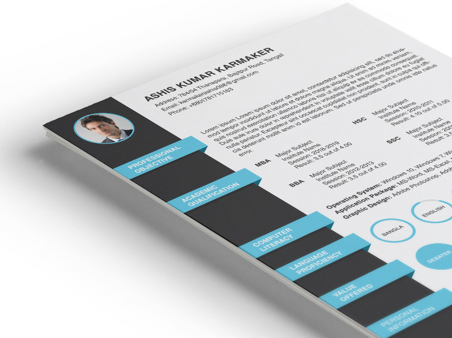 Karmaker Resume - Free PSD Resume Template with Formal Design