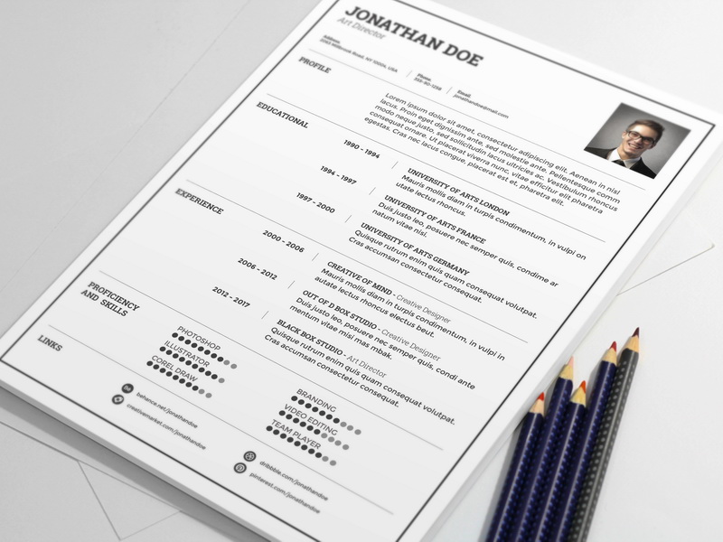 Free Light Resume Template with Infographic Style