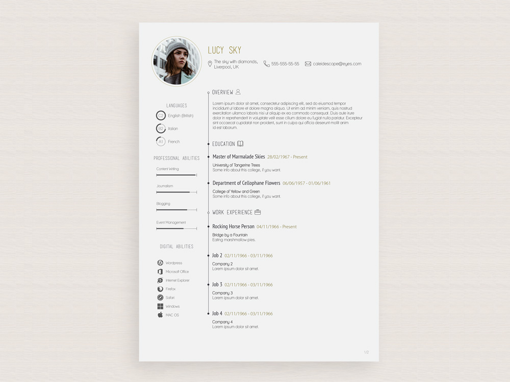Free Vector Illustrator Resume Template with Simple Design