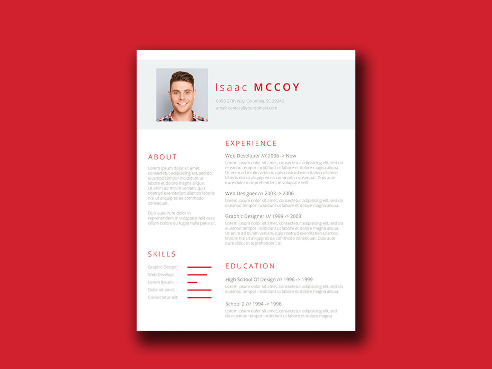 Free Red Themed Resume Template