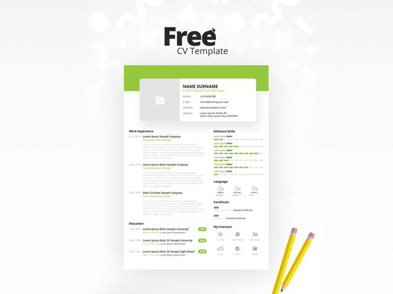Free CV Template with Clean and Modern Design