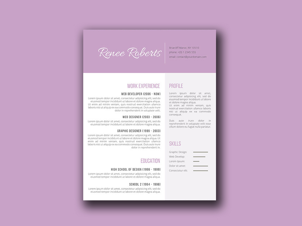 Free Feminine Resume Template with Elegant Design