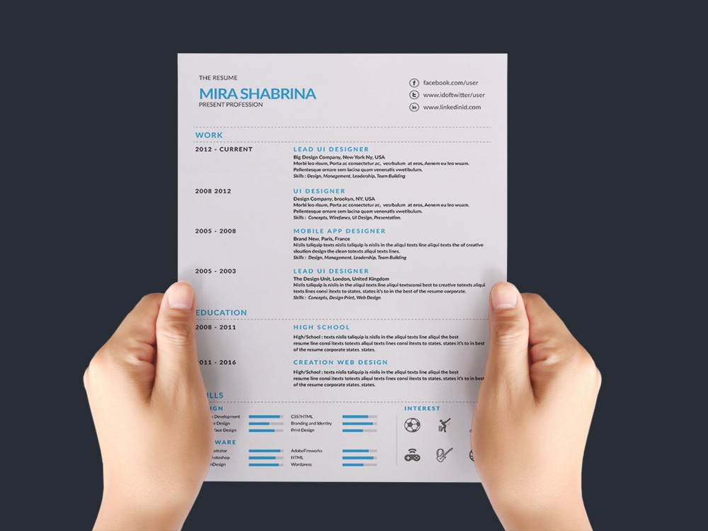 Free Resume Template with Simple Style Design