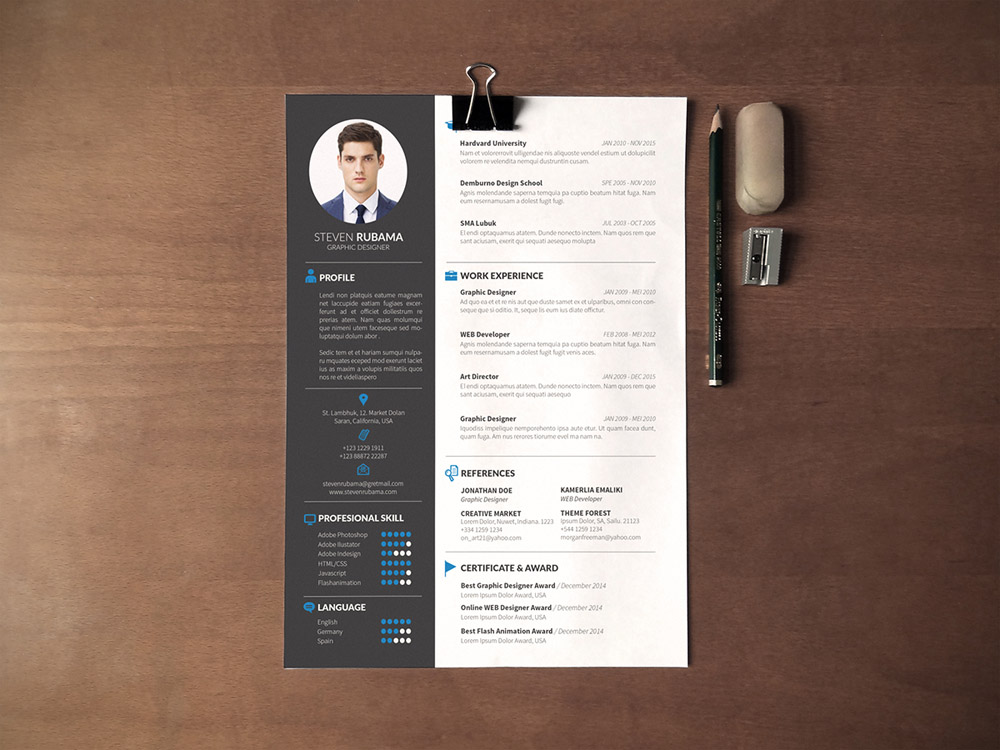 Free Sharp CV Template with Professional Design