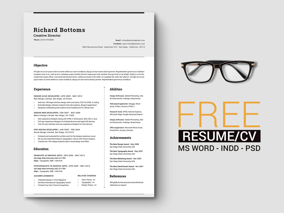Free Timeless Resume Template with Elegant Design