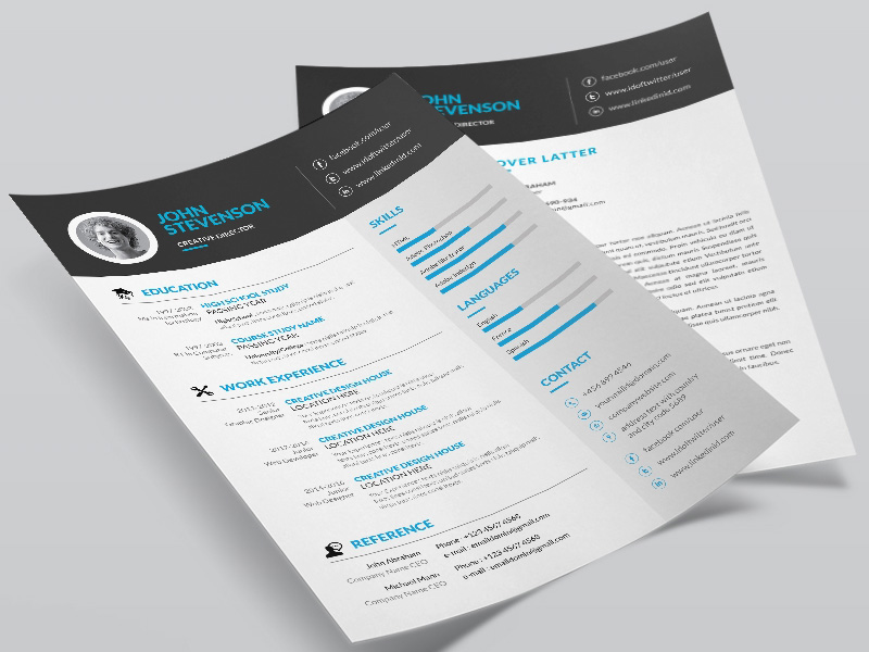 Free Creative Resume Template with Cover Letter And Portfolio Page