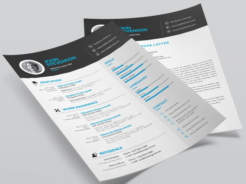 Free Creative Resume Template with Cover Letter And ... (800 x 600 Pixel)