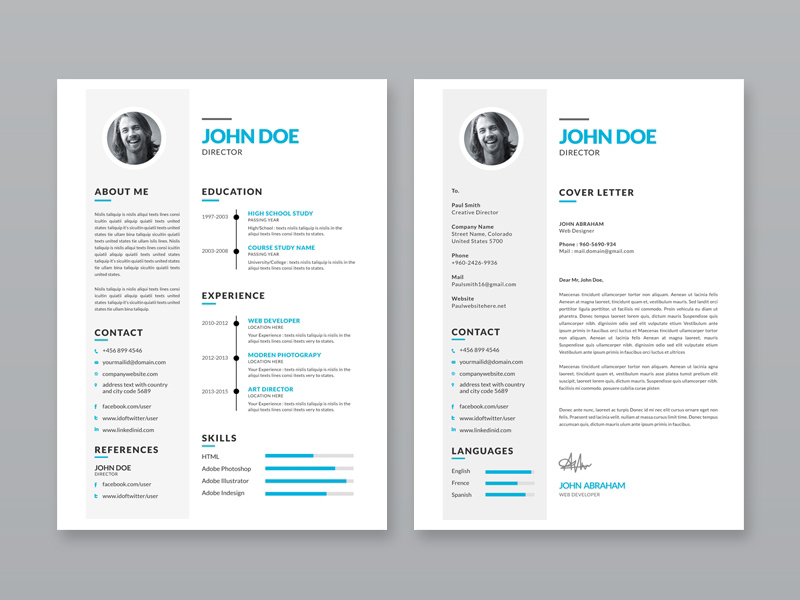 Free Simple Resume Template with Portfolio and Cover Letter