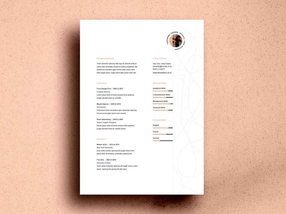 Free Resume Template with Simple Two Column Layout