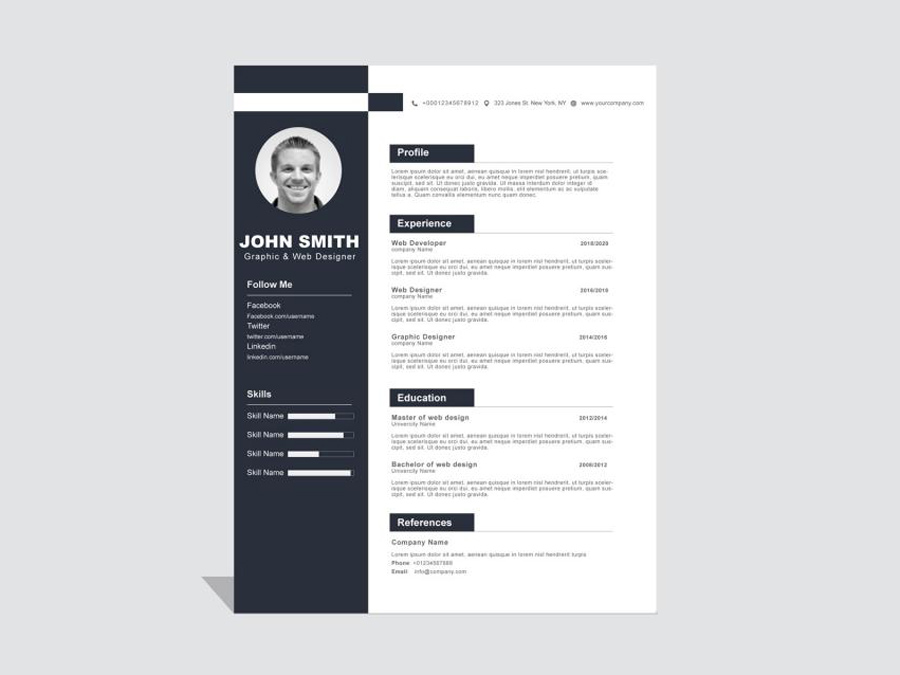 Free Clean Resume Template with Formal Style Design