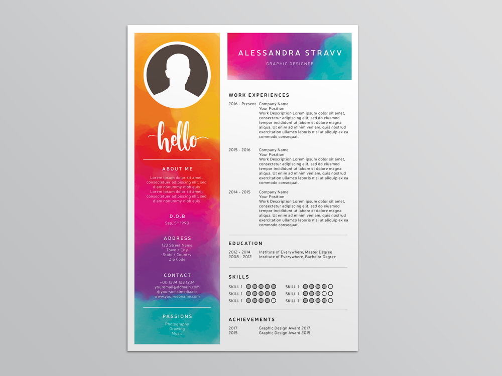 Stravv Resume Free Colorful Resume Template For Job Seeker