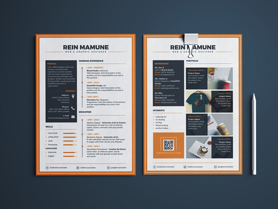 Minima - Free Elegant Resume Template with Matching ... (900 x 676 Pixel)