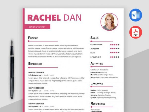 Free Feminine Resume Template with Clear and Elegant Design