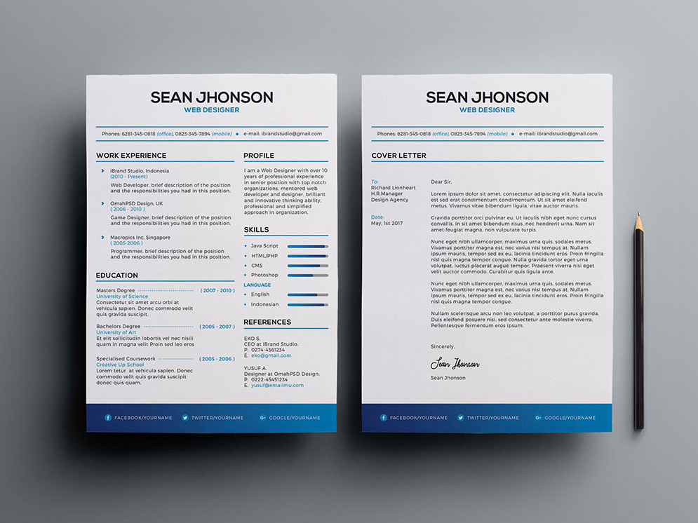 Free Resume and Cover Letter Template with Minimalist Style