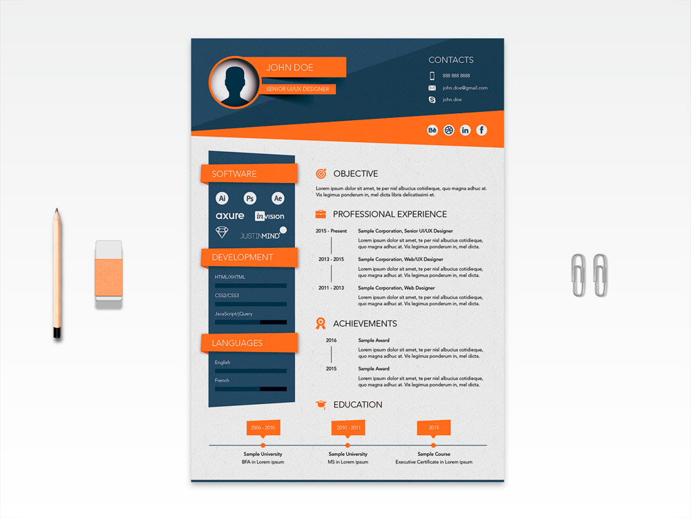 Free Vector Stylish Resume Template For Job Seeker