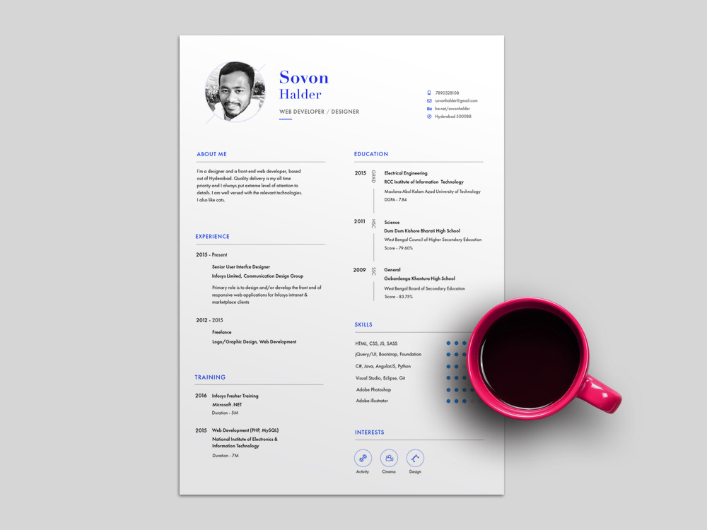 Halder Resume Template - Free Resume Template with Clean and Minimal Design