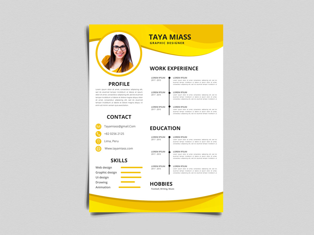 Free Yellow Timeline Resume Template For Job Seeker
