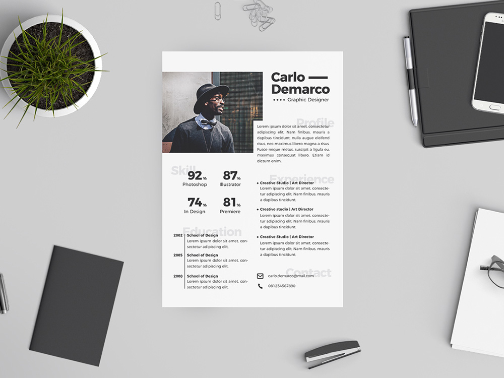 Free Hipster Resume Template with Attractive Design