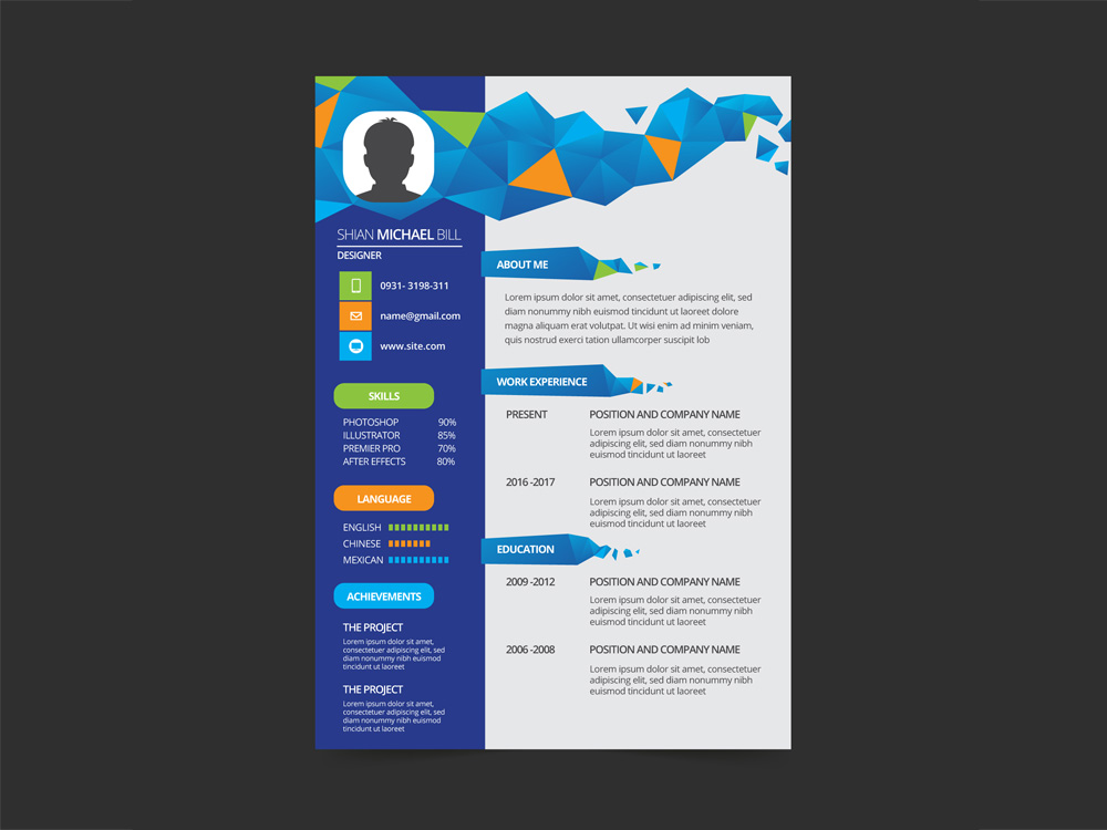 Free Geometric Resume Template with Flat Style Design