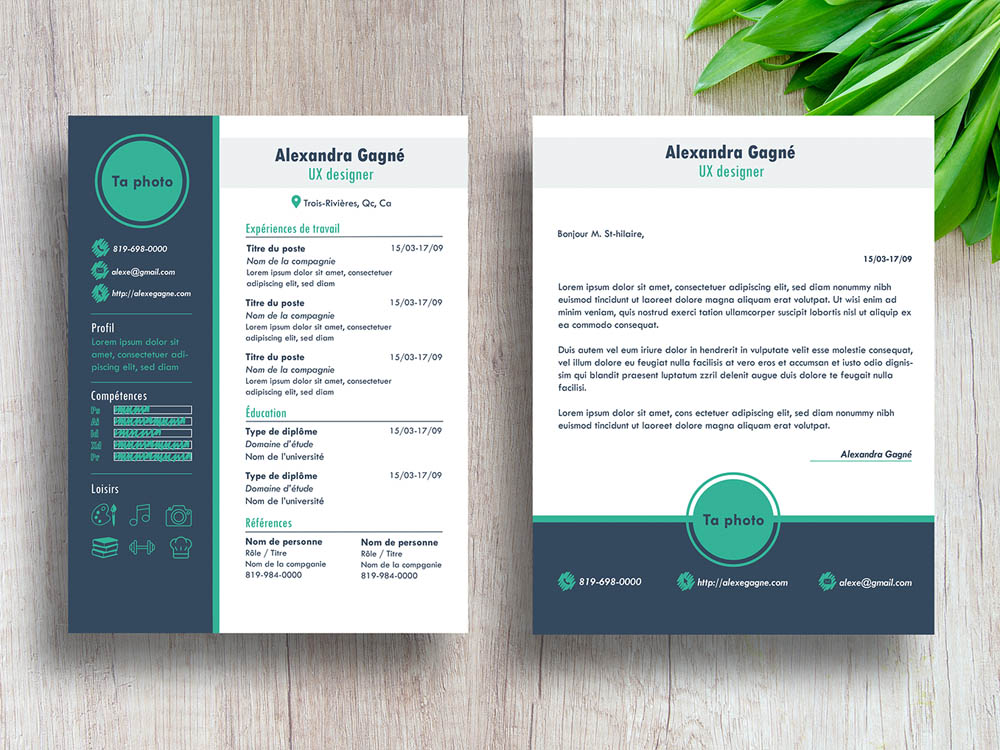 Gagne Resume - Free Modern Resume Template with Cover ... (1000 x 750 Pixel)