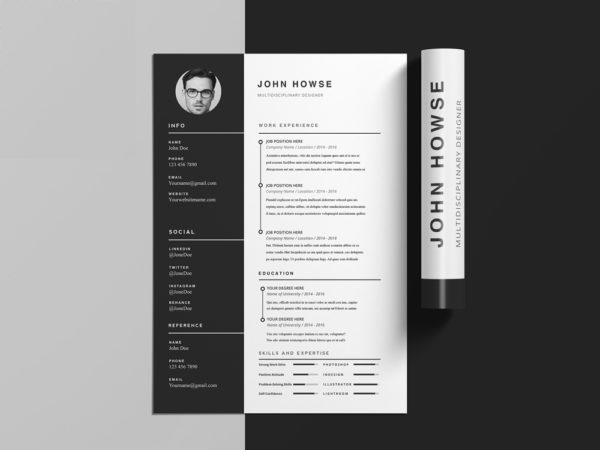 Free Clean CV Template with Cover Letter