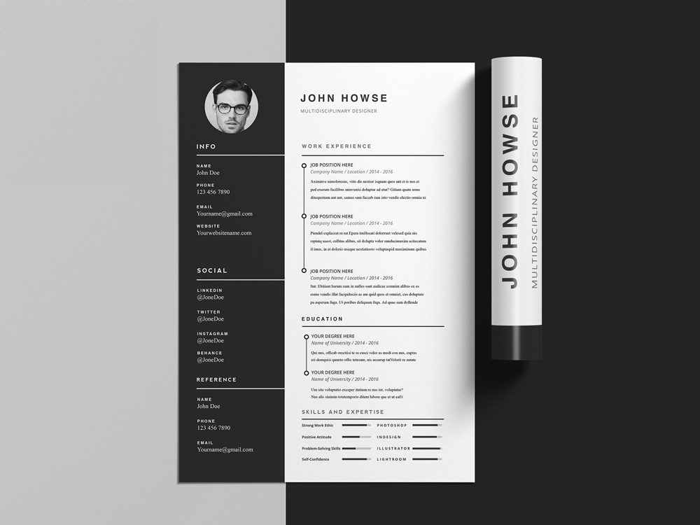 Howse CV Template - Free Clean CV Template with Cover Letter (1000 x 750 Pixel)
