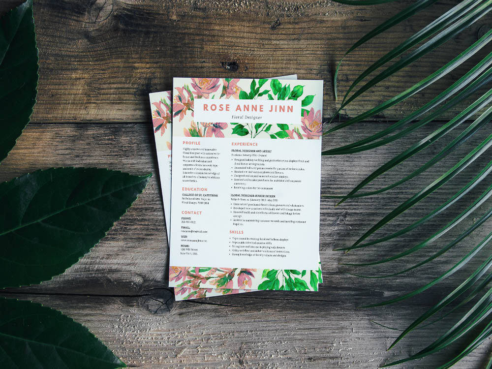 Free Resume Template for Florist