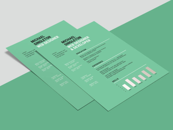 Free Resume Template With Green Background Accents