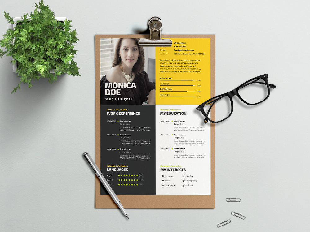 Free Interactive Resume Template With Clean Design