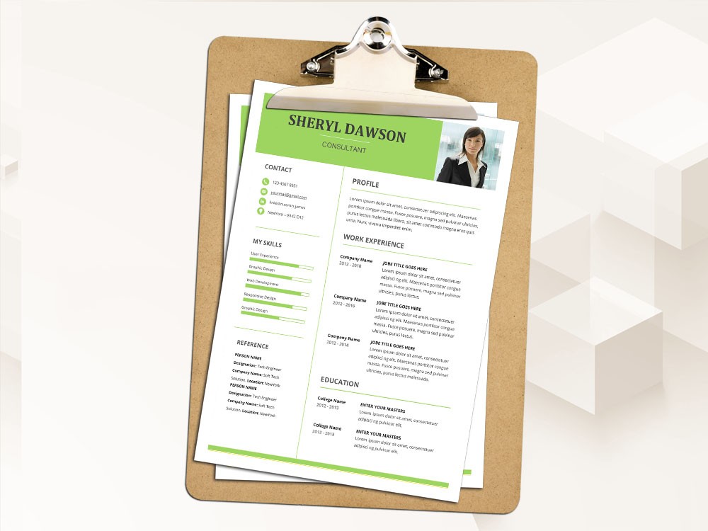 Free Consultant Resume Template with Elegant Design for MS Word