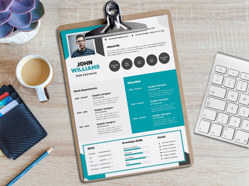 Free Flat CV/Resume Template with Creative Design