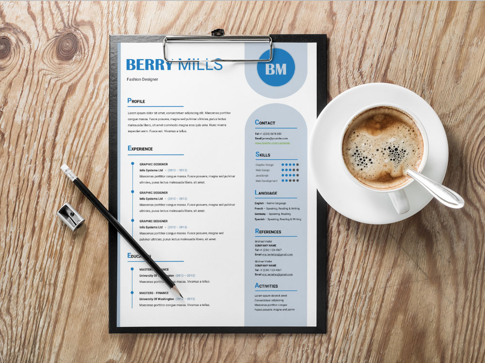 Free Effective Resume Template with Creative and Modern Design in MS Word format