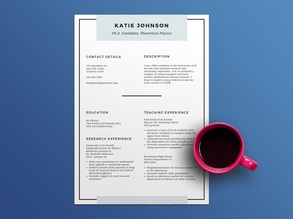 Free Scholarship Resume Template with Minimal Style Design