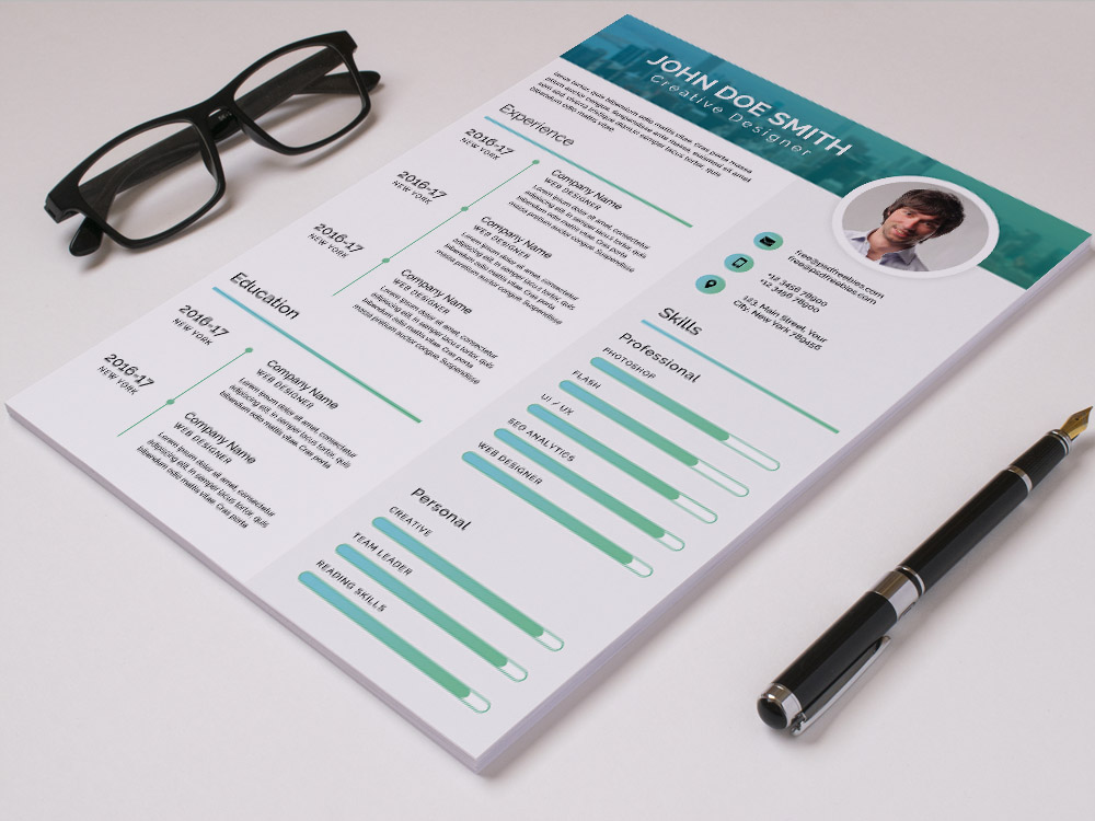 Free Modern Timeline Resume Template in PSD Format