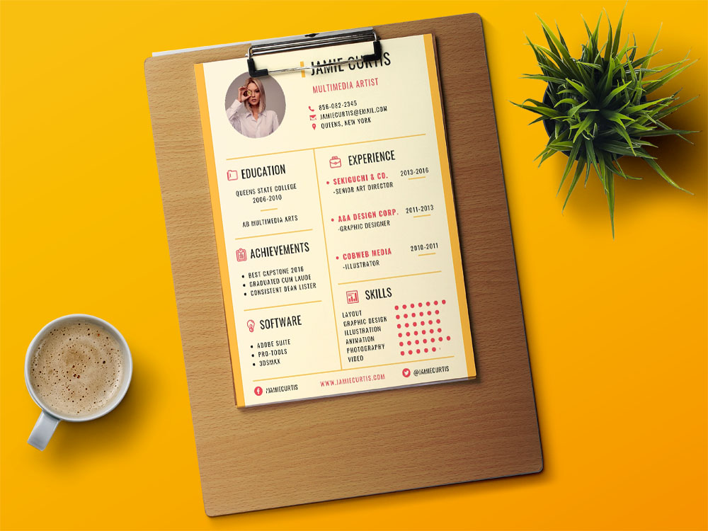 Free Multimedia Artist Resume Template with Stylish Design