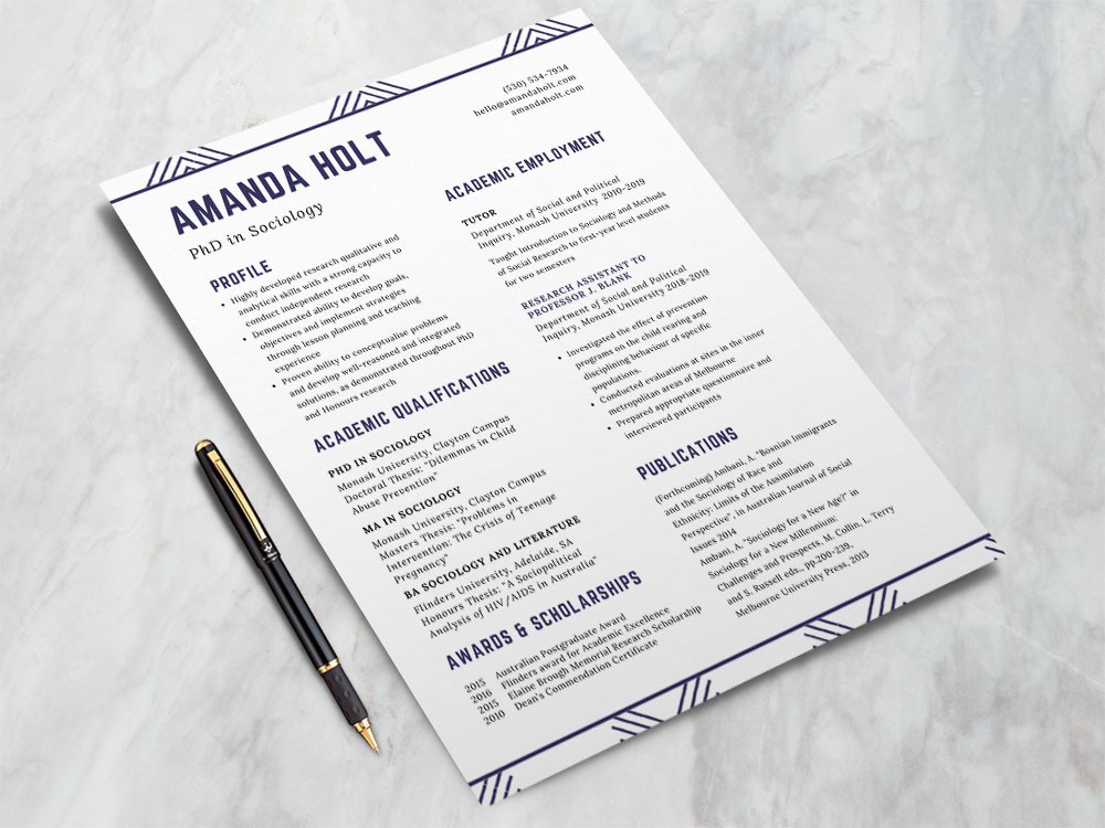 Free Resume Template for PhD Students
