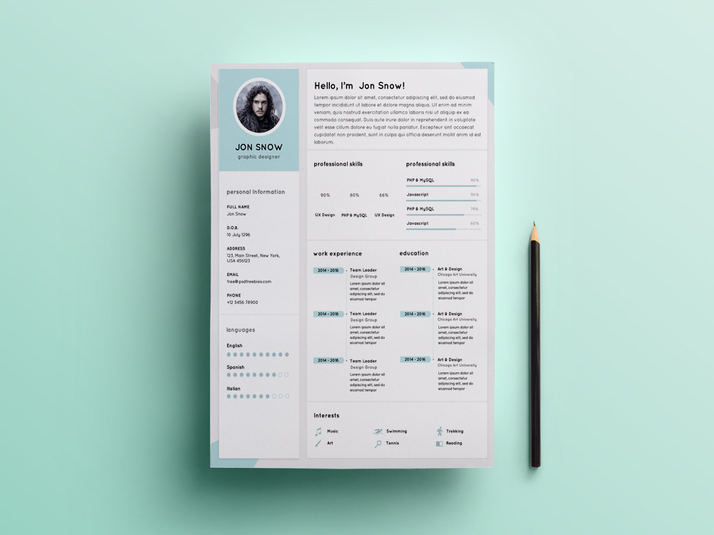 Free Clean Resume template with Professional Design