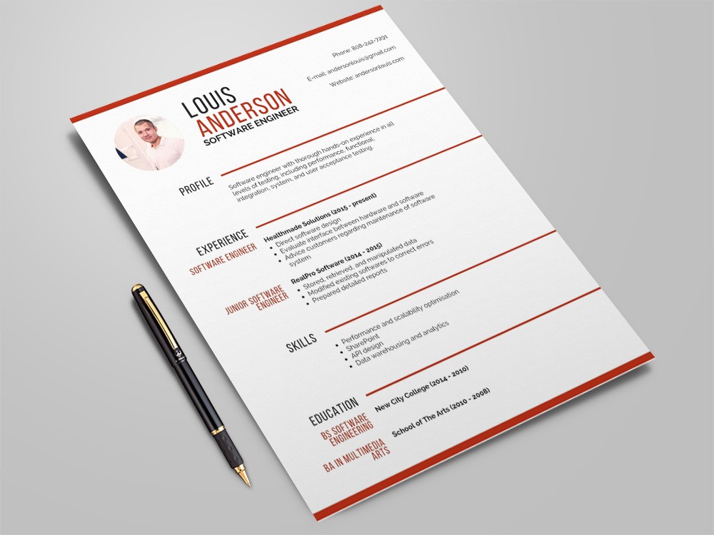 Free Software Engineer Resume Template with Professional Look