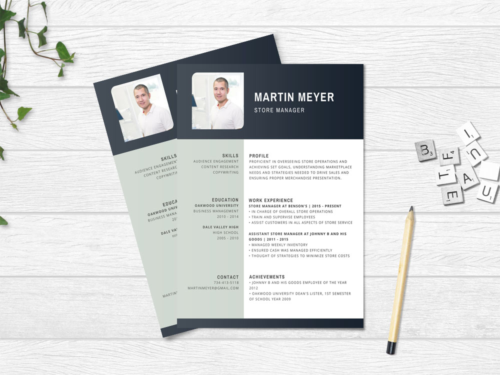 Free Store Manager Resume Template with Elegant Design