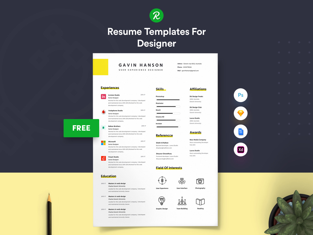 Free User Experience Designer Resume Template with Simple Look